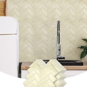 Art3d Herringbone Peel and Stick Backsplash Tiles - Luxe Thick Version Set of 10